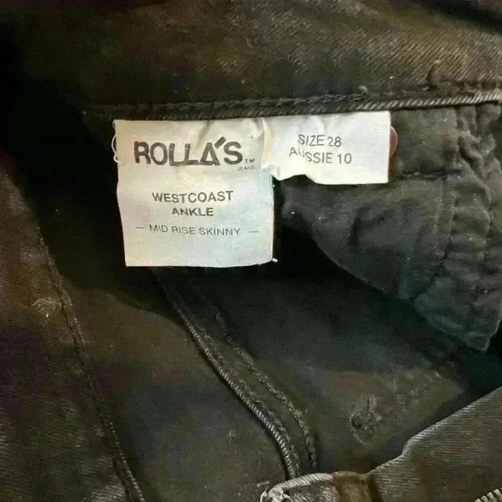 Women’s ROLLAS JEANS Westcoast Ankle Mid Rise Black Skinny Jean. Size 28 - Picture 7 of 9